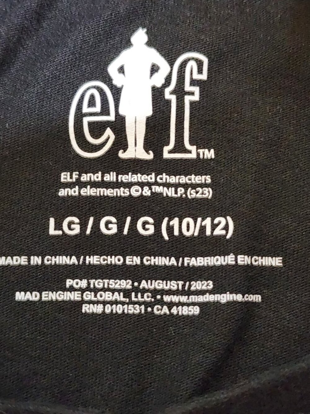 Elf boys black long sleeve graphic tee 10/12 holiday Christmas shirt - Picture 4 of 7